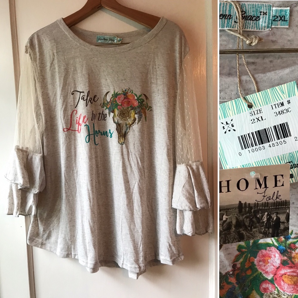 Take Life By The Horns Flounce Sleeve Blouse